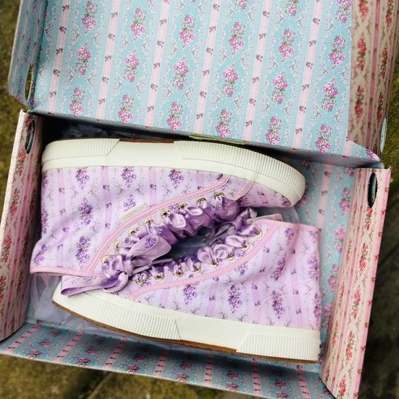 LoveShackFancy x Superga Hightop Purple Sneakers - Picture 4 of 7